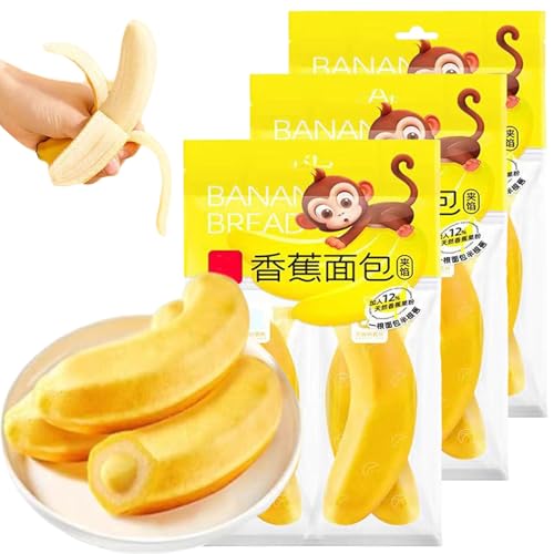 1,006/5,000 Exotische asiatische Brot-Snackbox, Bananenbrot, schälbares Bananenbrot, Bananenform, gefüllt – Toast, Freizeit-Snack, 4 Stück/Beutel (12 Stück) von HOUXIANDOU