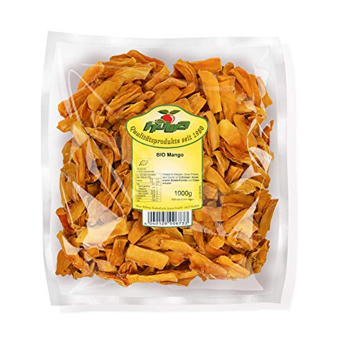 Howa getrocknete Mango – Trockenobst in Bio-Qualität, naturbelassen und ungeschwefelt – Ideal zum Kochen, Backen oder als gesunder Snack – Mangoscheiben - ohne Zucker – 1000 g von Howa