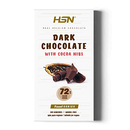HSN Zuckerfreie Schokoladen-Tablette | Dark Chocolate | 72 % Kakao | Gesundes Snack Fitness | Vegetarisch, Glutenfrei, ohne Palmöl, ohne Trans-Fett, 100 g von HSN