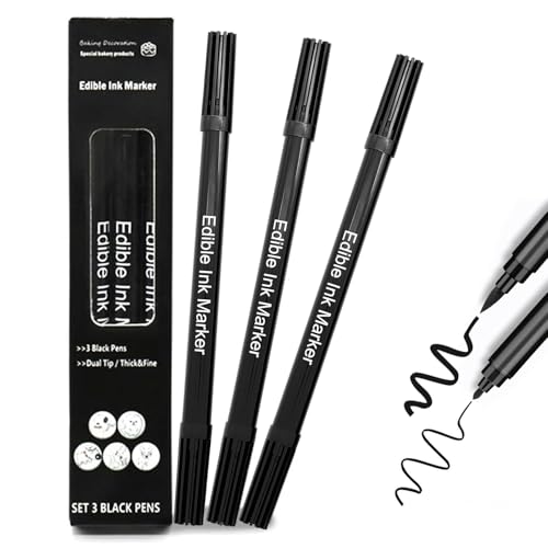 3 Stück Essbare Marker, Doppelspitze schwarze Lebensmittelfarbe Stifte, feine und dicke Spitze, geeignet für Kinder und Erwachsene zu dekorieren Kuchen Lebensmittel Eis DIY 3 Stück Essbare Marker, Doppelspitze schwarze Lebensmittelfarbe Stifte, feine und dicke Spitze, geeignet für Kinder und Erwachsene zu dekorieren Kuchen Lebensmittel Eis DIY von HTRTRR