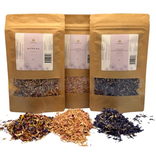 HUA MALOO Blüten Bundle Blüten-Mix und Kornblumen Blau & Rosa – Getrocknete Blüten für Tee, Desserts & Deko | Perfekt für Cupcakes, Salate & Torten HUA MALOO Blüten Bundle Blüten-Mix und Kornblumen Blau & Rosa – Getrocknete Blüten für Tee, Desserts & Deko | Perfekt für Cupcakes, Salate & Torten von HUA MALOO