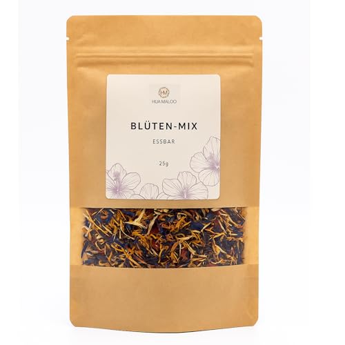 HUA MALOO Essbarer Blüten-Mix 25g – Getrocknete Blüten für Tee, Desserts & Deko | Perfekt für Cupcakes, Salate & Torten HUA MALOO Essbarer Blüten-Mix 25g – Getrocknete Blüten für Tee, Desserts & Deko | Perfekt für Cupcakes, Salate & Torten von HUA MALOO