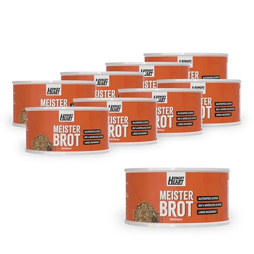 Hungry Heart - Frisches Kürbiskernbrot 9 x 250gr | Glutenfreies Brot mit 100% Natürlichen Zutaten | 4 Jahre haltbar | Snack Dosenbrot von HUNGRY HEART