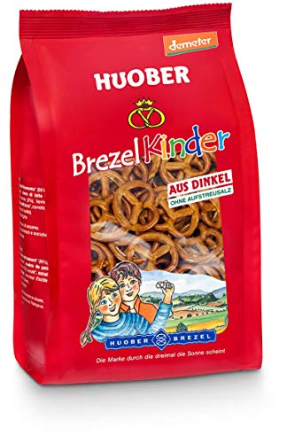 Huober Bio BrezelKinder, kleine Brezeln aus biologisch-dynamisch angebautem Dinkel, ohne Aufstreusalz, ohne Palmfett, demeter, 125 g von Huober