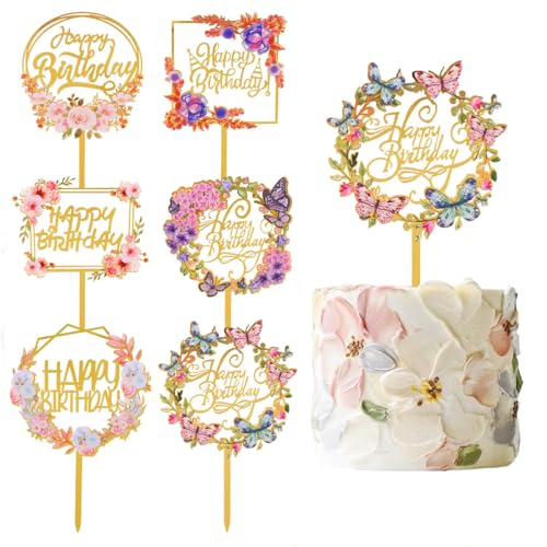 6 Stück Happy Birthday Cake Toppers Gold Schmetterling Acryl Cupcake Topper für verschiedene Geburtstagsparty Jahrestag Kuchen Gebäck Dekorationen 6 Stück Happy Birthday Cake Toppers Gold Schmetterling Acryl Cupcake Topper für verschiedene Geburtstagsparty Jahrestag Kuchen Gebäck Dekorationen von HWOLPEMS
