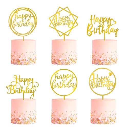 6 Stück verschiedene Stile Geburtstag Kuchen Topper Set, Acryl Kuchen Wimpelkette Dekor Geburtstag Kuchen Picks Party Dekorationen Supplies 6 Stück verschiedene Stile Geburtstag Kuchen Topper Set, Acryl Kuchen Wimpelkette Dekor Geburtstag Kuchen Picks Party Dekorationen Supplies von HWOLPEMS