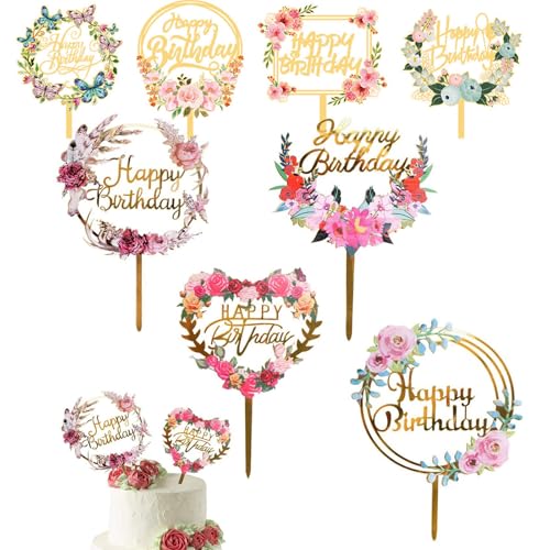 8 Stück Happy Birthday Tortenaufsätze Floral Gold Sticks Acryl Happy Birthday Kuchen Schild Banner Pick Birthday Kuchen Dekorationen für Kuchen Party Jahrestag Geburtstag 8 Stile 8 Stück Happy Birthday Tortenaufsätze Floral Gold Sticks Acryl Happy Birthday Kuchen Schild Banner Pick Birthday Kuchen Dekorationen für Kuchen Party Jahrestag Geburtstag 8 Stile von HWOLPEMS