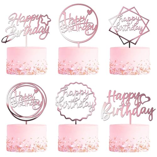 Rose Gold Birthday Cake Topper, 6pcs Acrylic Birthday Cake Toppers Happy Birthday Cake Toppers for Birthday Decorations Gold Topper for Girls Women's Party Decorations Rose Gold Birthday Cake Topper, 6pcs Acrylic Birthday Cake Toppers Happy Birthday Cake Toppers for Birthday Decorations Gold Topper for Girls Women's Party Decorations von HWOLPEMS