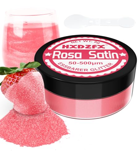 Essbarer Glitzer für Getränke - Lebensmittelfarbe Pulver, Schimmerndes Glitzerpulver, Lebensmittel Glitzerpuder für Schokolade, Kuchen, Fondant, Drinks - 8g (Rosa Satin) Essbarer Glitzer für Getränke - Lebensmittelfarbe Pulver, Schimmerndes Glitzerpulver, Lebensmittel Glitzerpuder für Schokolade, Kuchen, Fondant, Drinks - 8g (Rosa Satin) von HXDZFX