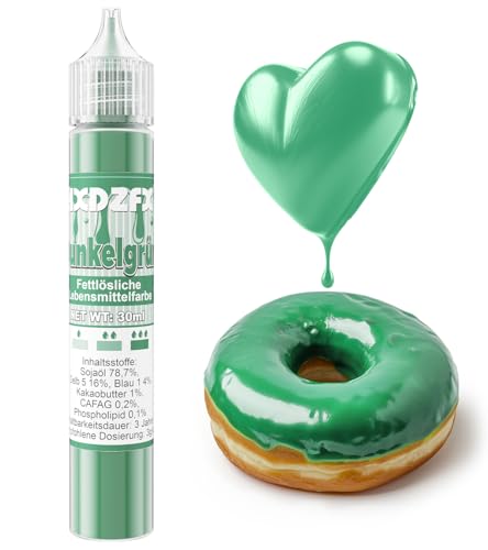 Fettlösliche Lebensmittelfarbe - 30ml Konzentrat Ölbasis Lebensmittelfarben für Schokolade, Lebensmittelfarbset Farbstoff für Tortendeko, Fondant, Buttercream, Backen, Kunsthandwerk (Dunkelgrün) von HXDZFX