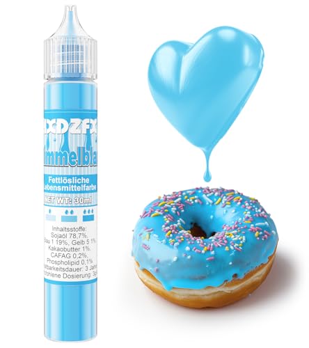 Fettlösliche Lebensmittelfarbe - 30ml Konzentrat Ölbasis Lebensmittelfarben für Schokolade, Lebensmittelfarbset Farbstoff für Tortendeko, Fondant, Buttercream, Backen, Kunsthandwerk (Himmelblau) von HXDZFX