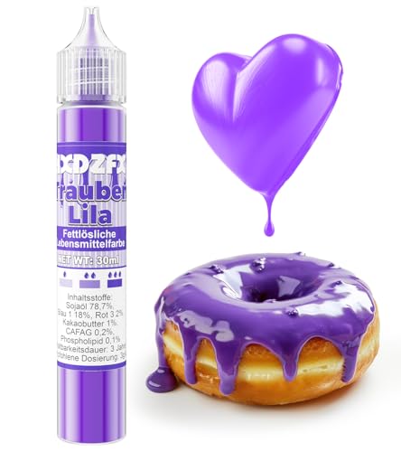 Fettlösliche Lebensmittelfarbe - 30ml Konzentrat Ölbasis Lebensmittelfarben für Schokolade, Lebensmittelfarbset Farbstoff für Tortendeko, Fondant, Buttercream, Backen, Kunsthandwerk (Lila) von HXDZFX