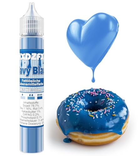 Fettlösliche Lebensmittelfarbe - 30ml Konzentrat Ölbasis Lebensmittelfarben für Schokolade, Lebensmittelfarbset Farbstoff für Tortendeko, Fondant, Buttercream, Backen, Kunsthandwerk (Navy Blau) von HXDZFX