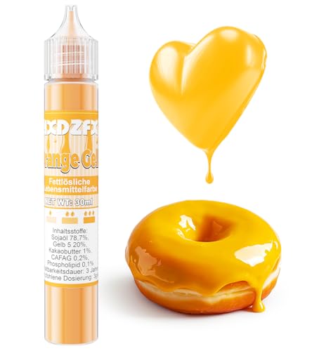 Fettlösliche Lebensmittelfarbe - 30ml Konzentrat Ölbasis Lebensmittelfarben für Schokolade, Lebensmittelfarbset Farbstoff für Tortendeko, Fondant, Buttercream, Backen, Kunsthandwerk (Orange) von HXDZFX