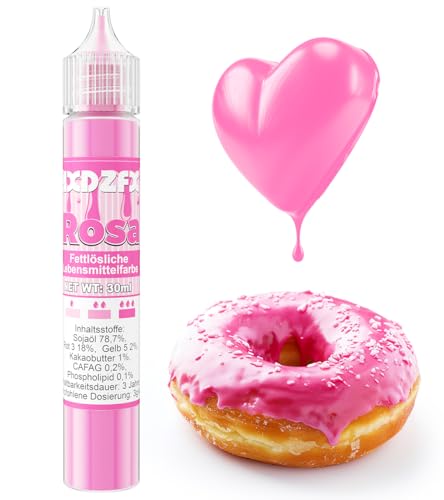 Fettlösliche Lebensmittelfarbe - 30ml Konzentrat Ölbasis Lebensmittelfarben für Schokolade, Lebensmittelfarbset Farbstoff für Tortendeko, Fondant, Buttercream, Backen, Kunsthandwerk (Rosa) von HXDZFX