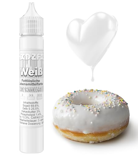 Fettlösliche Lebensmittelfarbe - 30ml Konzentrat Ölbasis Lebensmittelfarben für Schokolade, Lebensmittelfarbset Farbstoff für Tortendeko, Fondant, Buttercream, Backen, Kunsthandwerk (Weiß) von HXDZFX