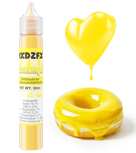 Fettlösliche Lebensmittelfarbe - 30ml Konzentrat Ölbasis Lebensmittelfarben für Schokolade, Lebensmittelfarbset Farbstoff für Tortendeko, Fondant, Buttercream, Backen, Kunsthandwerk (Zitronengelb) von HXDZFX