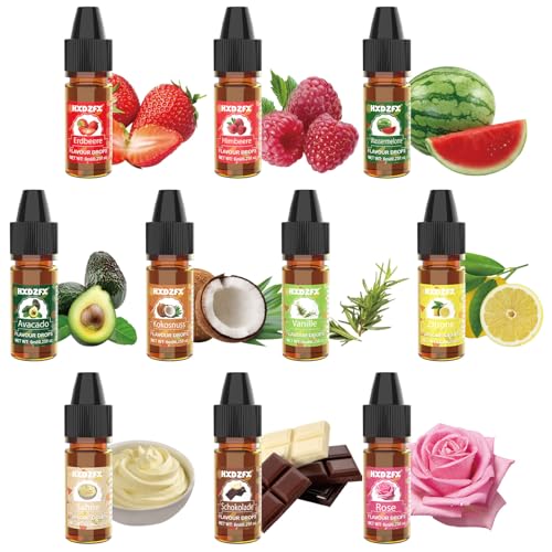 Lebensmittelaroma - 10 Farbe Konzentrierte Flavour Drops, Lip Gloss Aroma Flüssiger Tasty Drops für GeträNke, Backen, Kochen, SüßIgkeiten, Seifen, Joghurt - 6 ml Lebensmittelaroma - 10 Farbe Konzentrierte Flavour Drops, Lip Gloss Aroma Flüssiger Tasty Drops für GeträNke, Backen, Kochen, SüßIgkeiten, Seifen, Joghurt - 6 ml von HXDZFX
