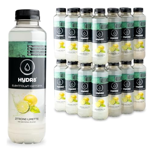 HYDR8 Elektrolytgetränk ohne Zucker mit erfrischendem Zitrone-Limette Geschmack - Elektrolyte Sport und Feiern - Elektrolyte ohne Zucker - 5 Elektrolyte inkl Magnesium (24 x 500ml inkl Pfand) von HYDR8