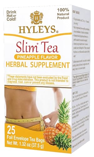 Hyleys Slim Tea Pineapple Flavor - Weight Loss Herbal Supplement Cleanse and Detox - 25 Tea Bags (6 Pack) von HYLEYS