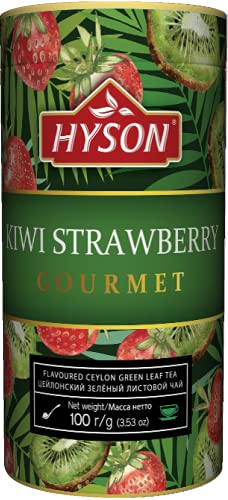 HAS TEE - HYSON EXOTIC FRUITS GOURMET - AROMATISIERTER GRÜNER CEYLON TEE LOSE AROMATISIERT - BLATT TEE 100 g (Kiwi & Strawberry Grüner Tee) von HAS QUALITEE