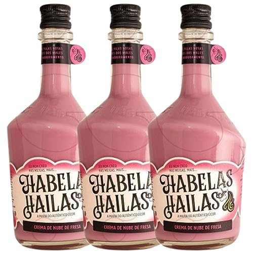 Cremelikör Habelas Hailas Nube de Fresa 70 cl (Schachtel mit 3 Flaschen von 70 cl) von Habelas Hailas