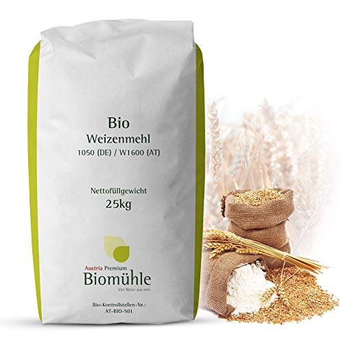 Bio Weizenmehl 25kg Typ 1050 | Hochwertiges Mehl - gentechnikfrei und pestizid-kontrolliert | Ideal zum Backen von Brot und Brötchen von Haberfellner