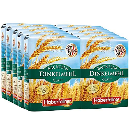 Haberfellner Dinkelmehl Type 630 / W700 glatt Mehl GVO-frei Bäckereiqualität (10 x 1kg) von Haberfellner