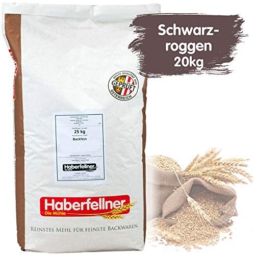 Schwarzroggenmehl 20kg Type 1740 | Hochwertiges Mehl aus Roggen - gentechnikfrei und pestizid-kontrolliert | Geeignet als Brotmehl | Verlängert Haltbarkeit der Backware von BFYSYO
