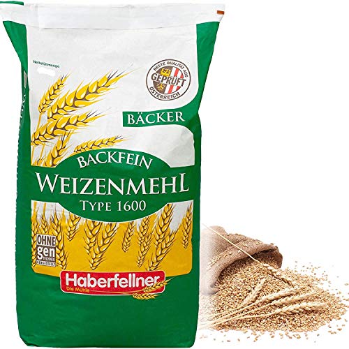 Weizenmehl 25 kg Typ 1050 von Haberfellner | Dunkles Mehl für Brot und Gebäck | Ohne Gentechnik und pestizid-kontrolliert | Geeignet als Brotmehl von Haberfellner