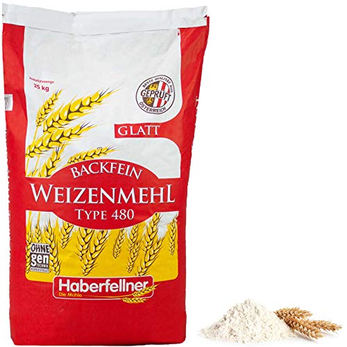 Weizenmehl 25kg Typ 405 glatt von Haberfellner | Hochwertiges Mehl zum Backen und Kochen - ohne Gentechnik und pestizid-kontrolliert | Geeignet als Keksmehl, Kuchenmehl und für Feingebäck von Haberfellner