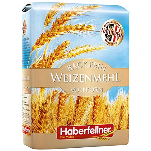 Weizenvollkornmehl 25kg von Haberfellner | 25kg Mehl Sack | Nährstoffreiches Weizenmehl geeignet als Brotmehl und für Kuchen | Hohe Qualität ohne Gentechnik und pestizid-kontrolliert von Haberfellner