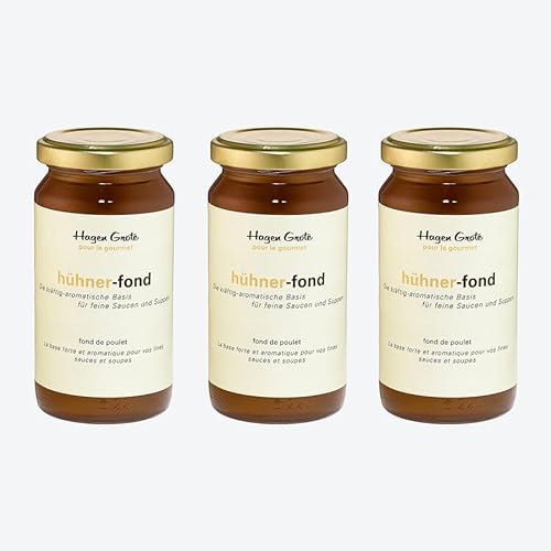 Hagen Grote Hühnerfond, 3 Gläser à 200 ml, aus bestem Geflügel mit rein natürlichen Zutaten, hocharomatisch, für Saucen, Suppen und zum Verfeinern Hagen Grote Hühnerfond, 3 Gläser à 200 ml, aus bestem Geflügel mit rein natürlichen Zutaten, hocharomatisch, für Saucen, Suppen und zum Verfeinern von Hagen Grote