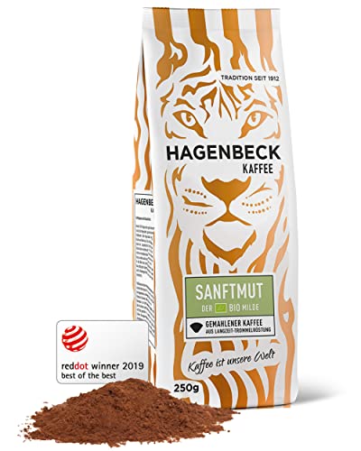Hagenbeck Bio-Sanftmut 250g | Bio-Kaffee gemahlen | Mild-feines Aroma | Gemahlener Kaffee aus deutscher Röstung | 100% Arabica-Bohnen aus Bio-Kaffeebohnen mit wenig Säure von Hagenbeck Kaffee