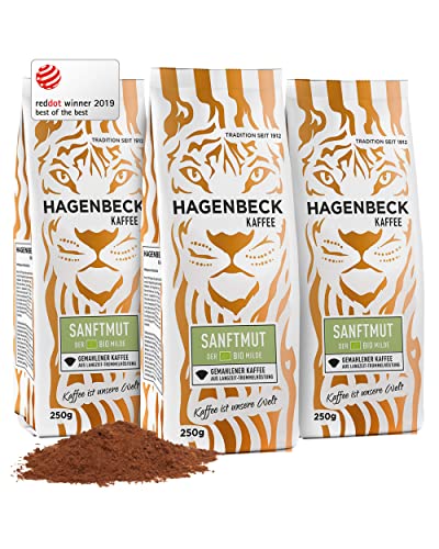 Hagenbeck - Kaffee - Sparpack - Bio Sanftmut - Filterkaffee - Kaffeebohnen gemahlen - 3 x 250g (750 g) von Hagenbeck Kaffee