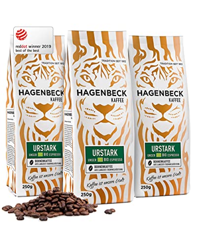 Hagenbeck - Kaffee - Sparpack - Bio Urstark - Bohnenkaffee - Geröstete Kaffeebohnen - 3 x 250g (750 g) von Hagenbeck Kaffee