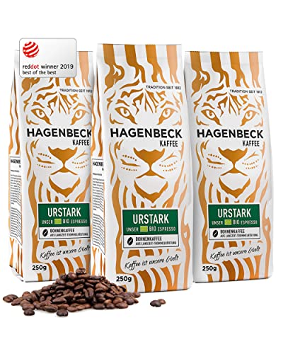 Hagenbeck - Kaffee - Sparpack - Bio Urstark - Bohnenkaffee - Geröstete Kaffeebohnen - 3 x 250g (750 g) Hagenbeck - Kaffee - Sparpack - Bio Urstark - Bohnenkaffee - Geröstete Kaffeebohnen - 3 x 250g (750 g) von Hagenbeck Kaffee