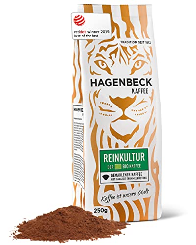 Hagenbeck Bio-Reinkultur 250g | Bio-Kaffee gemahlen & klassisch-aromatisch | Mittelstarke Intensität | Gemahlener Kaffee aus deutscher Röstung | 100% Arabica-Mischung aus Bio-Kaffeebohnen von Hagenbeck Kaffee