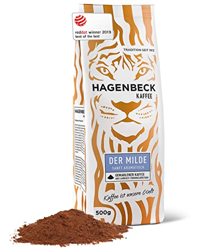 Hagenbeck Der Milde 500g | Gemahlener Kaffee mit mild-feinem Charakter | 100% Arabica-Mischung aus besonders schonender Röstung | Leichte Intensität | Kaffeebohnen gemahlen mit wenig Säure von Hagenbeck Kaffee