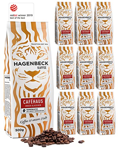 Hagenbeck - Kaffee - Sparpack - Cafehaus - Bohnenkaffee - Geröstete Kaffeebohnen - 10 x 500g (5 kg) von Hagenbeck Kaffee