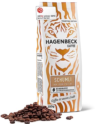 Hagenbeck Schümli Kaffee 250g | Ganze Kaffeebohnen aus traditioneller Röstung | Satt-vollendeter Geschmack mit feiner Crema | Bohnenkaffee stark & kräftig | Ideal für Kaffee-Vollautomaten von Hagenbeck Kaffee