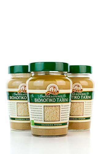 3 x BIO Tahini aus Makedonien (900g) Sesampaste Sesammus Sesam Paste Mus Creme Spar Set + Probiersachet Olivenöl aus Kreta 10 ml von Haitoglou