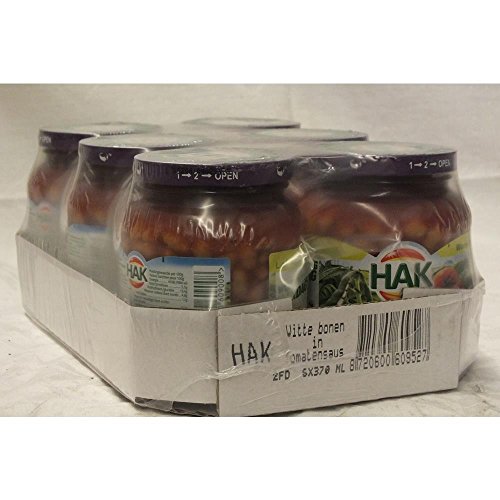 HAK Witte Bonen in Tomatensaus 6 x 370ml Glas (Weiße Bohnen in Tomatensauce) von Hak