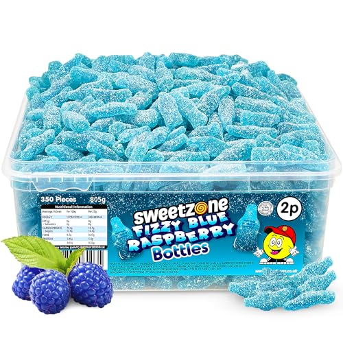 Sweetzone Süßigkeiten-Dose gefüllt mit sprudelnden blauen Himbeer-Süßigkeiten, 600 Stück, 960 g Don T Miss Out On A Berry Halal Snack Für die ganze Familie! Filmabend von Sweetzone
