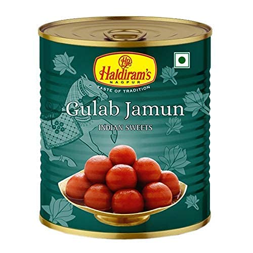 Haldiram Gulab Jamun Dose 1 kg (1 Stück) - Beliebte nordindische Süßigkeiten - Klassische kleine Süßigkeitenkugeln - gesüßter zuckerhaltiger Sirup von Haldiram
