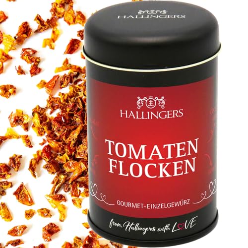 Hallingers Tomatenflocken - Basis-Gewürz für Tomatensalat, Nudelsoße, Couscous & Suppen (Dose) - Muttertagsgeschenk & Geschenkideen zum Vatertag | Geburtstag Glückwunsch Neues Zuhause Danke Freundscha von Hallingers Genuss Manufaktur