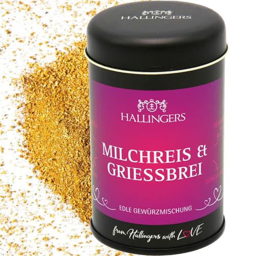 Hallingers Milchreis & Griesbrei - Gewürz-Mischung für Porridge, Reispudding & Quinoa-Pudding (Dose) - Ostergeschenke Osterkörbchen Ostereier & als Osterdeko | Neues Zuhause Ruhestand Freundschaft Gen von Hallingers Genuss Manufaktur