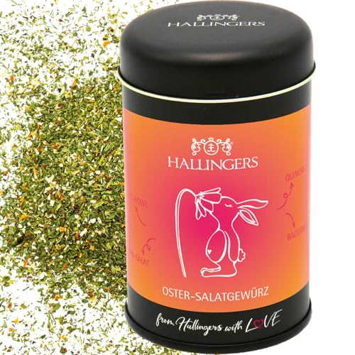 Hallingers Knackiges Oster Salatgewürz - Ostergeschenke für Osterkörbchen zu Ostern, Gewürz-Mischung für Salate Bowls Quinoa & Dressings (Dose) - Muttertagsgeschenk & Geschenkideen zum Vatertag | Glüc von Hallingers Genuss Manufaktur