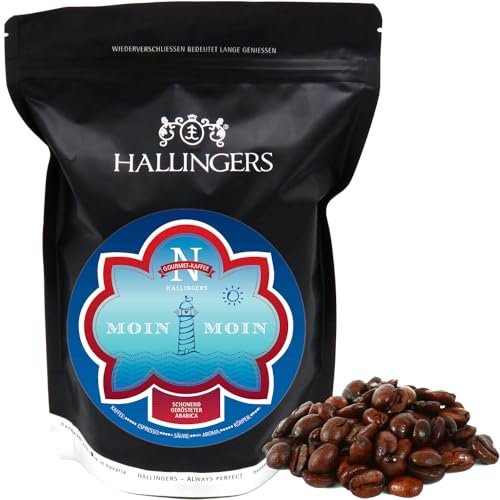 Hallingers No. Moin Moin - Gourmet-Kaffee, schonend langzeit-geröstet (Bag) - Muttertagsgeschenk & Geschenkideen zum Vatertag | Geburtstag Glückwunsch Neues Zuhause Jahrestag Freundschaft Genesung von Hallingers Genuss Manufaktur