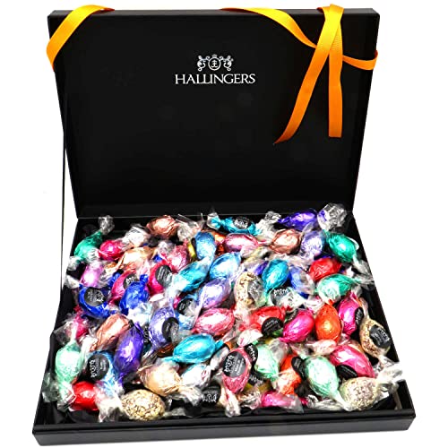 Hallingers Easter Box - orange - Ostergeschenke als Osterkörbchen zu Ostern, 90 Pralinen Ostereier & Geschenkbox (Set) - Muttertagsgeschenk & Geschenkideen zum Vatertag | Glückwunsch Freundschaft Gene von Hallingers Genuss Manufaktur